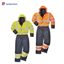 Class 3 Waterproof Hi Vis Safety Coverall , Lined Quilted Various Colours Workwear with Reflective Tapes Winter